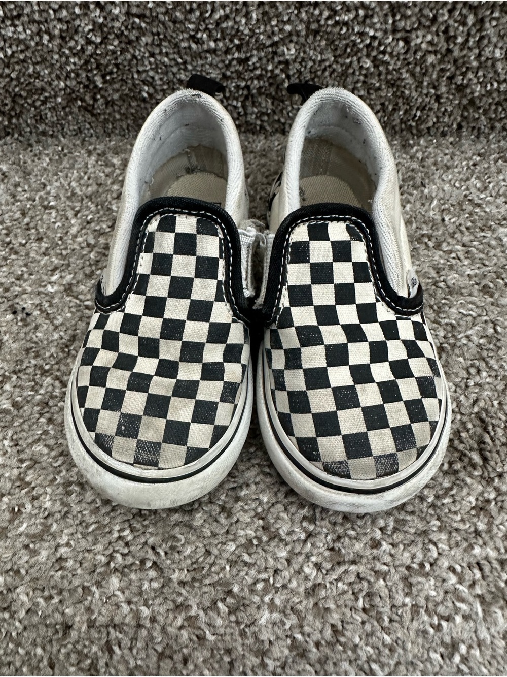 Toddler Black and White Check Slip-On Shoes